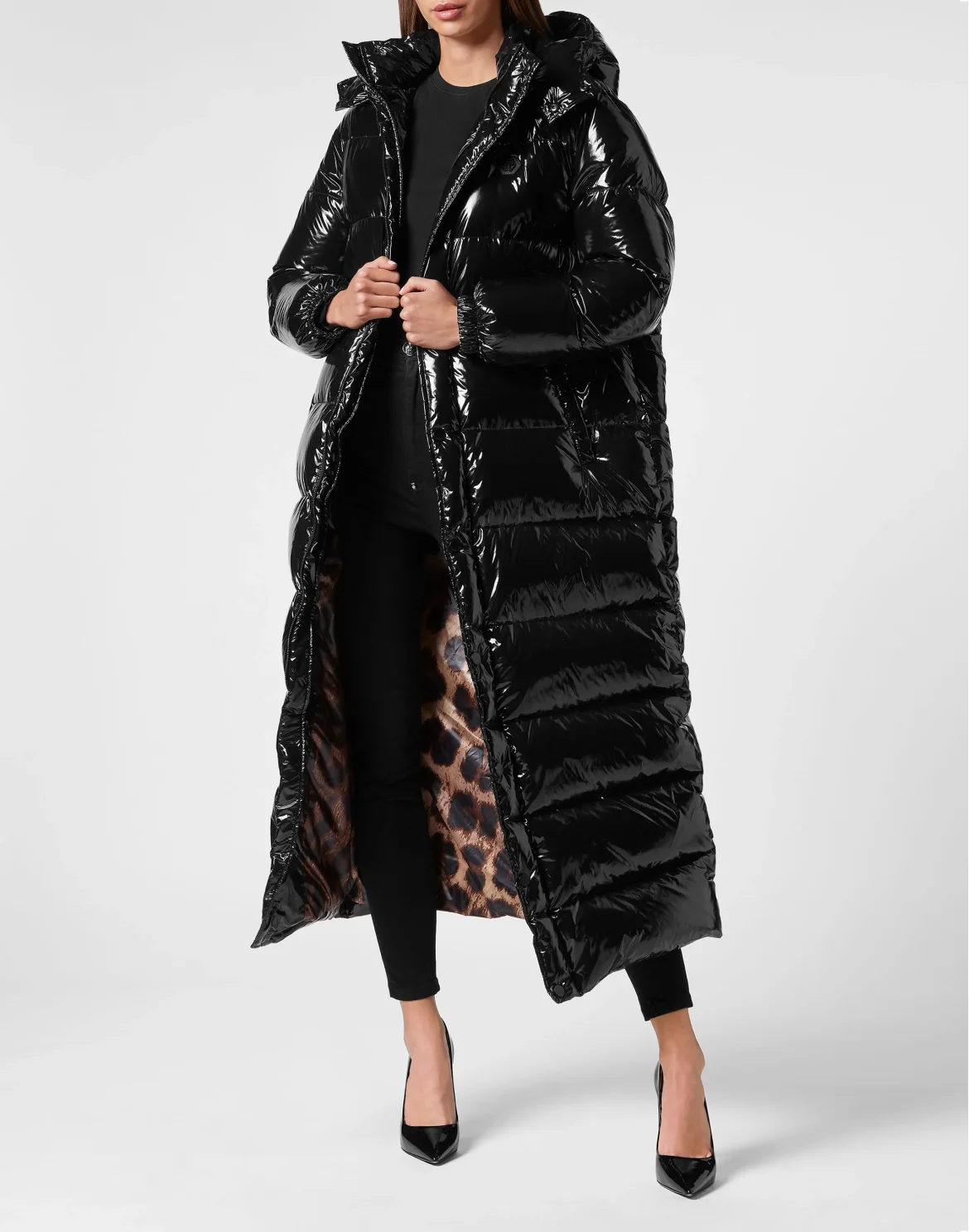 Nylon Superlong Down Jacket, цвет: Черный