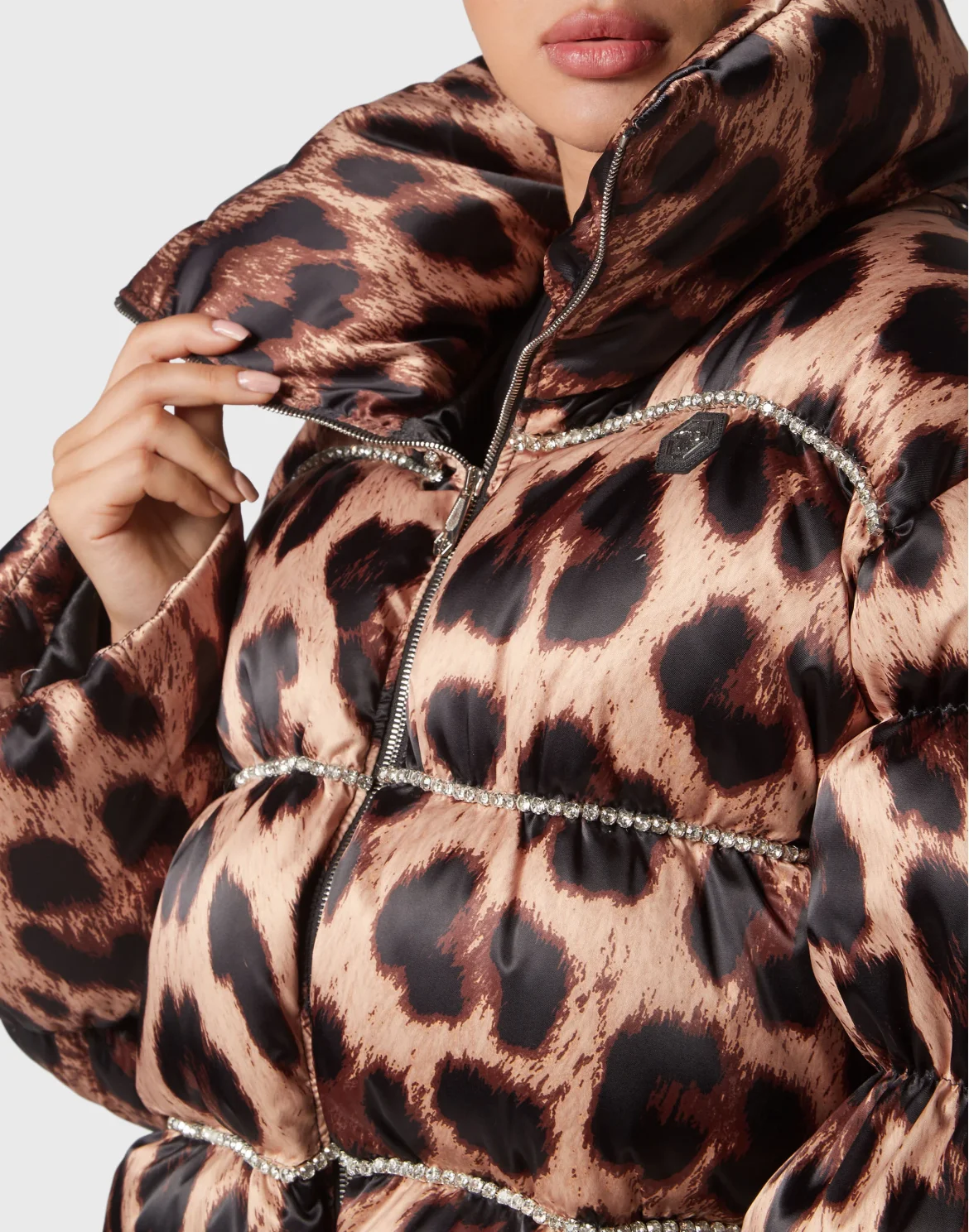 Nylon Oversized Down Jacket Leopard, цвет: Леопард