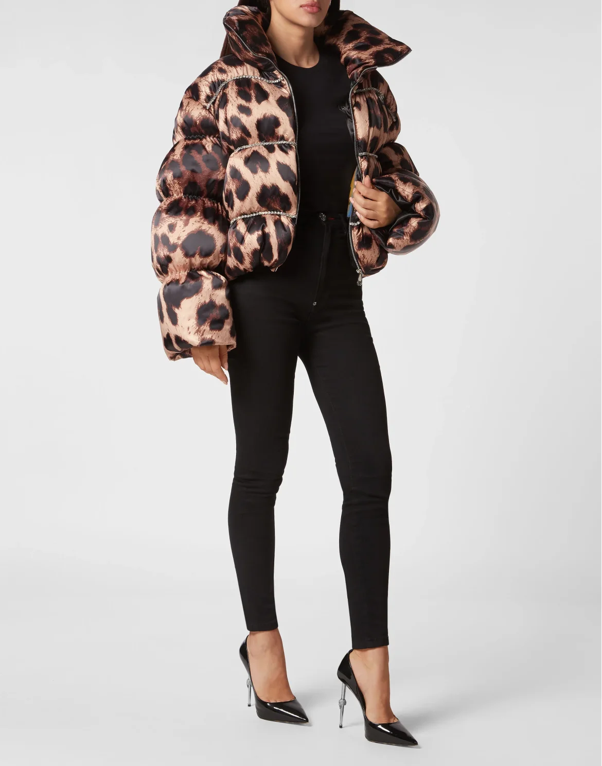 Nylon Oversized Down Jacket Leopard, цвет: Леопард