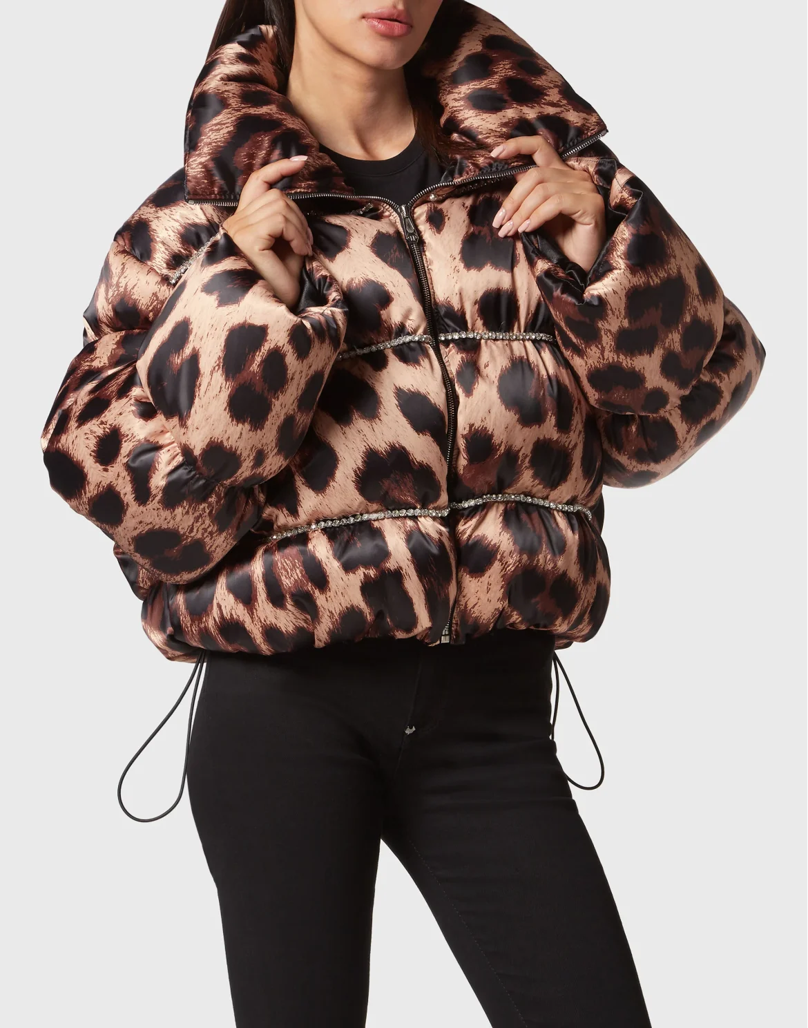 Nylon Oversized Down Jacket Leopard, цвет: Леопард