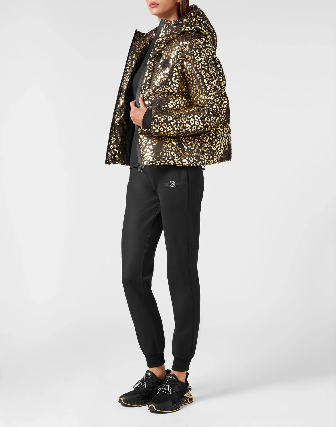 Nylon Puffer Jacket Leopard, цвет: Золотой