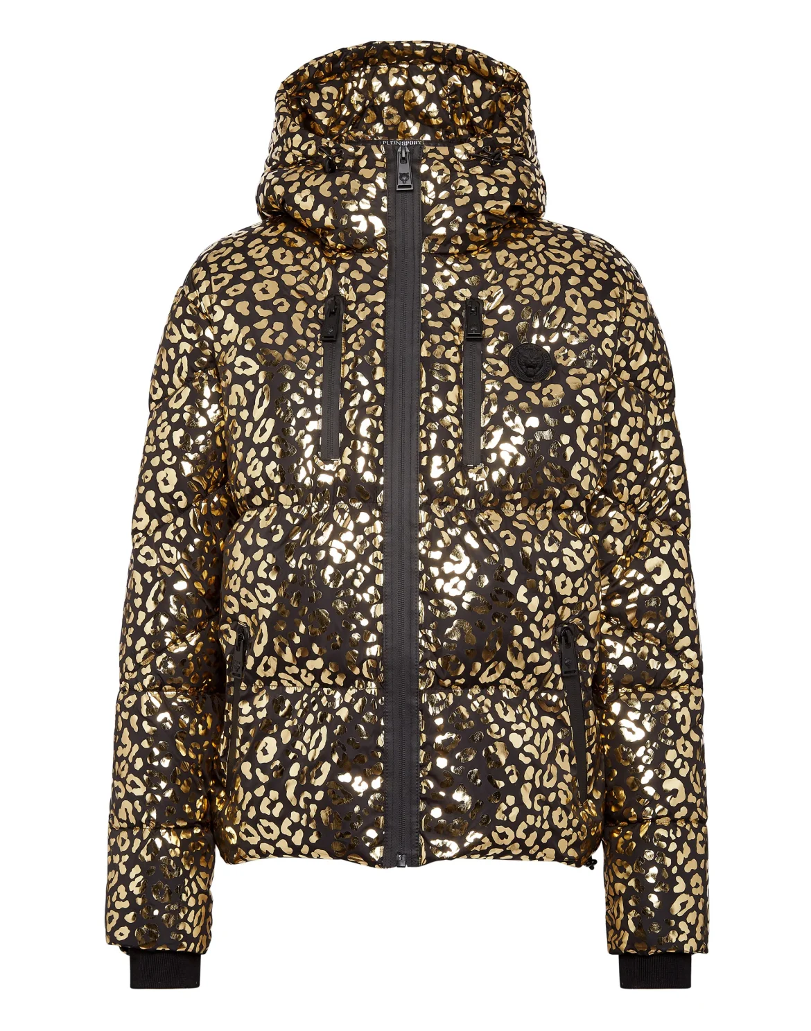 Nylon Puffer Jacket Leopard, цвет: Золотой