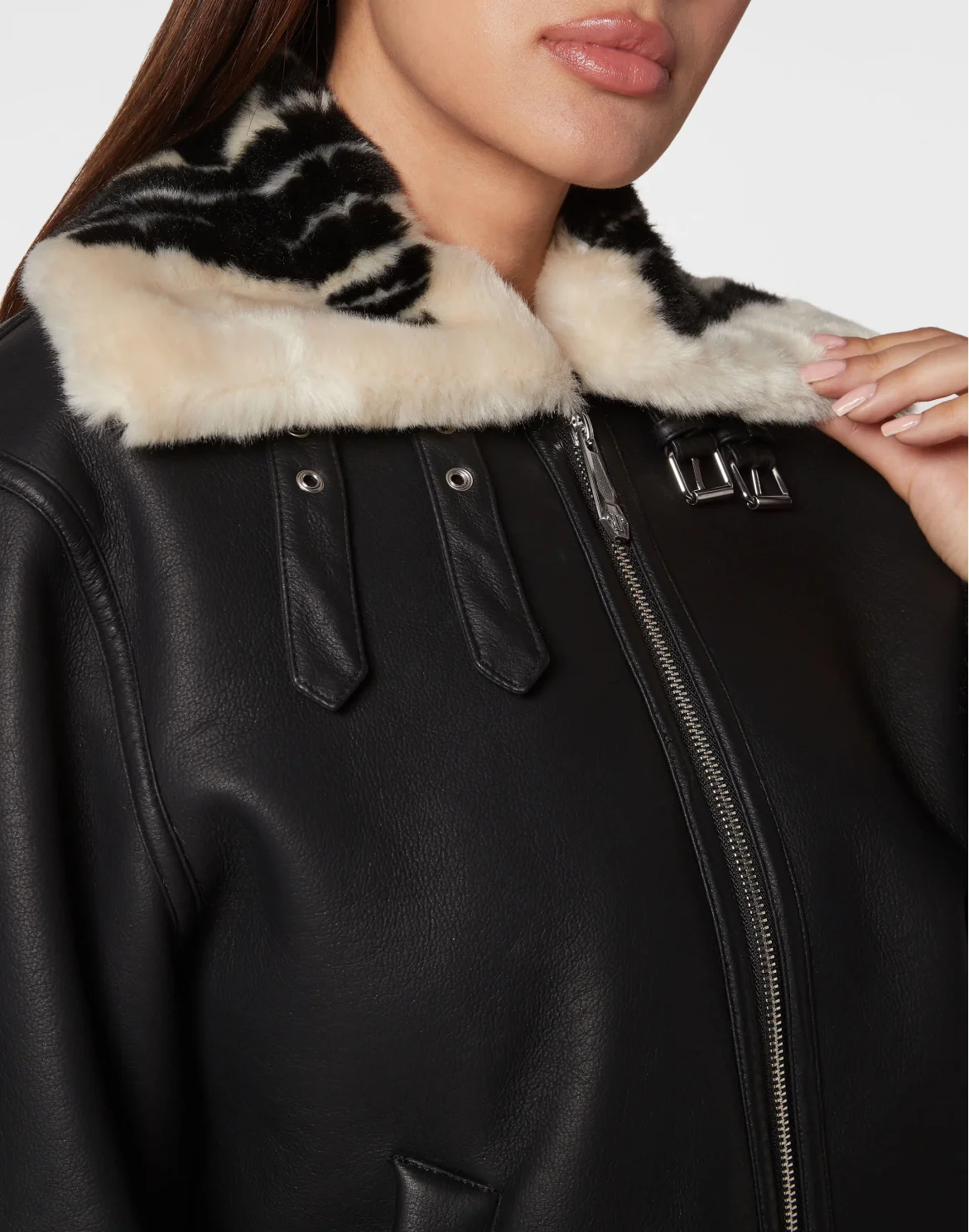 Eco Mutton Aviator Jacket Philipp Plein TM, цвет: Черный