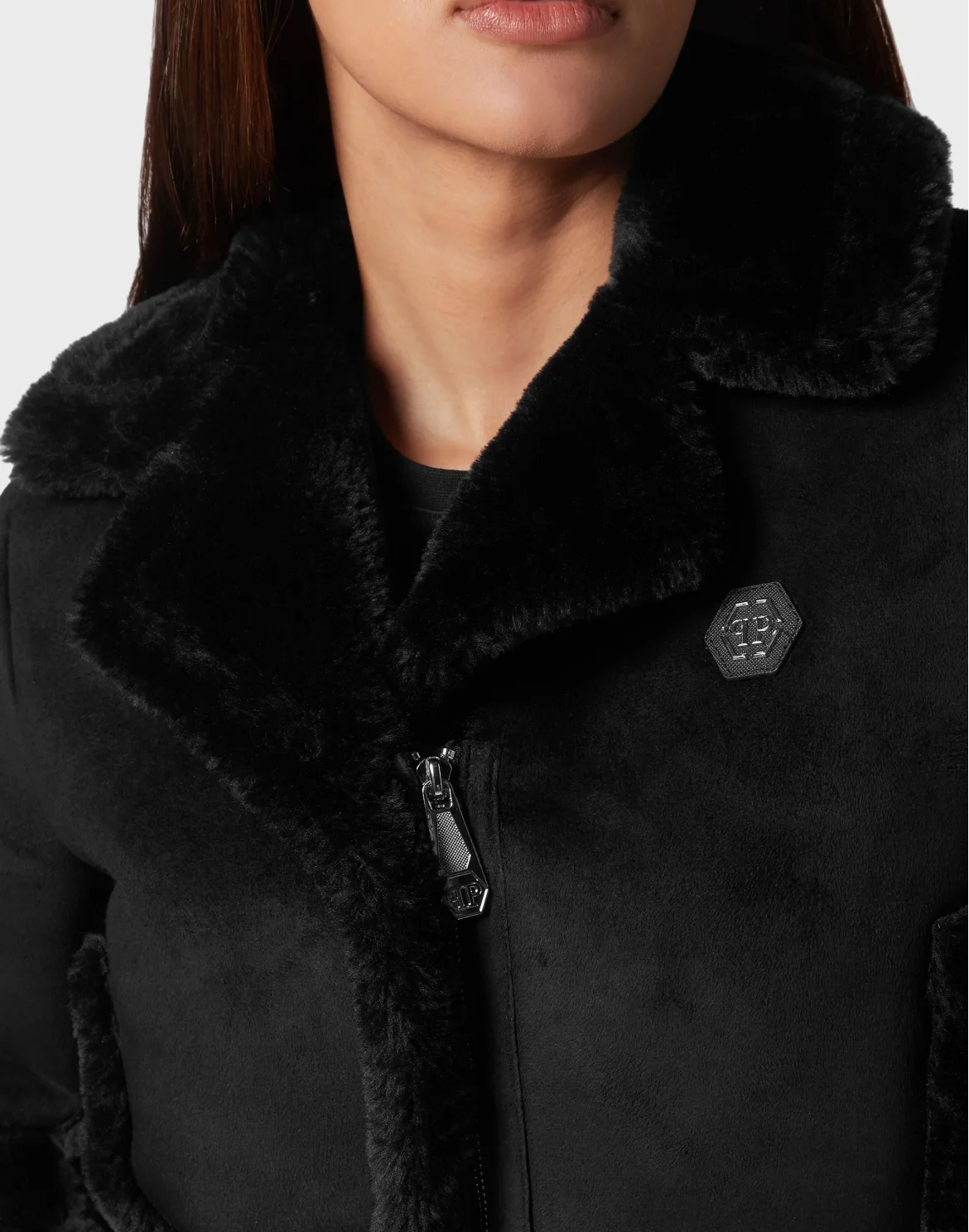 Eco Shearling Jacket Skull&Bones, цвет: Черный