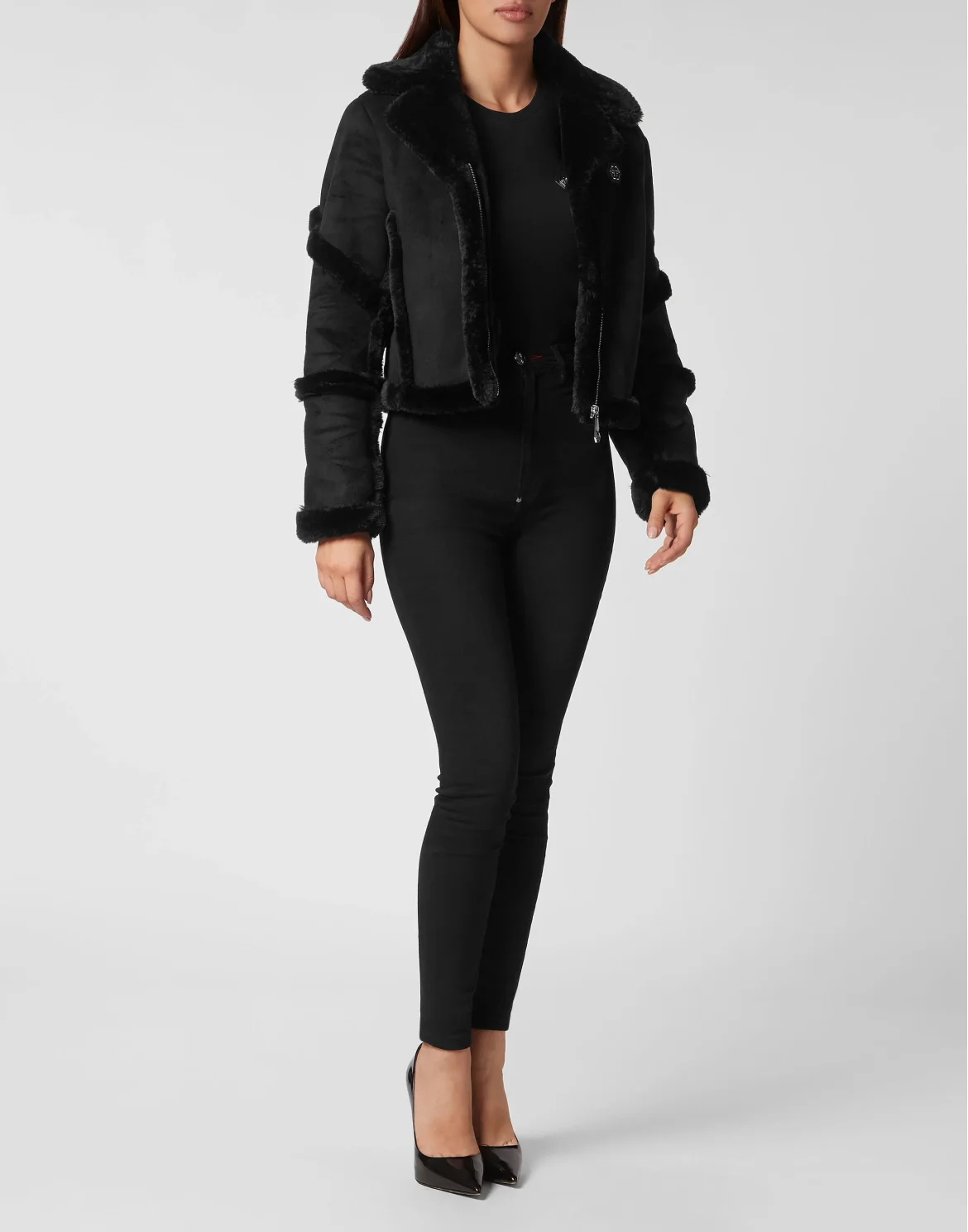 Eco Shearling Jacket Skull&Bones, цвет: Черный