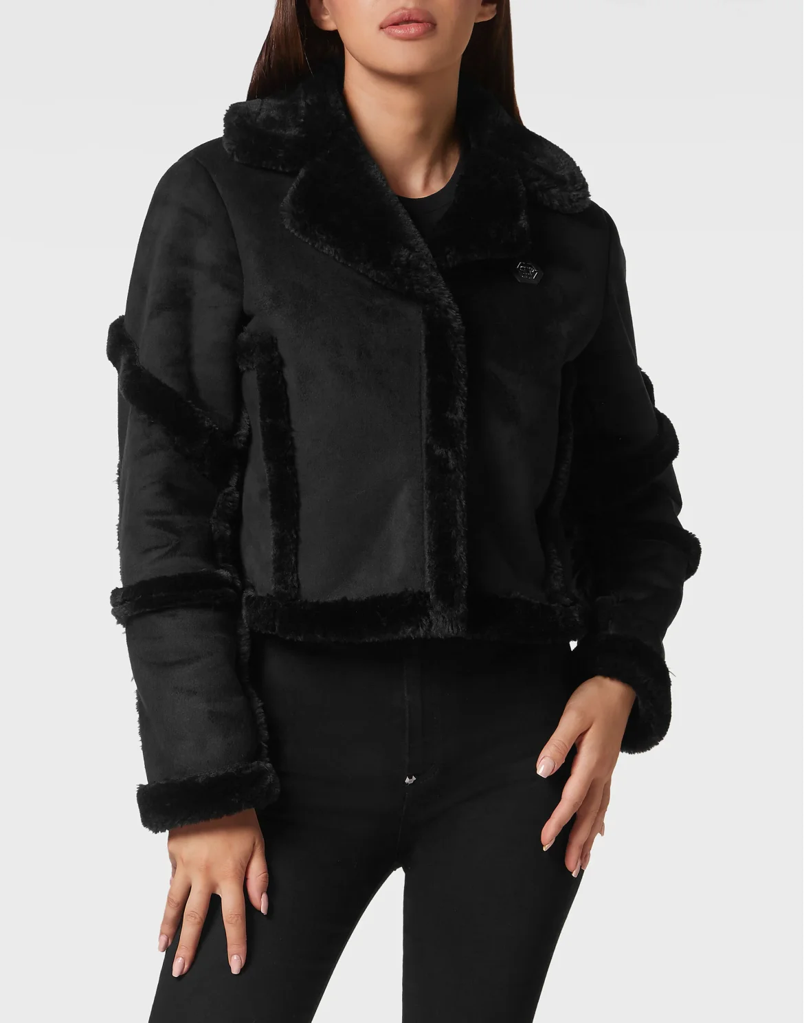 Eco Shearling Jacket Skull&Bones, цвет: Черный