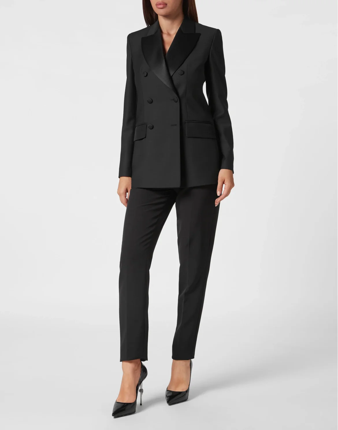 Light Wool Double-Breasted Blazer Crystal Skull, цвет: Черный