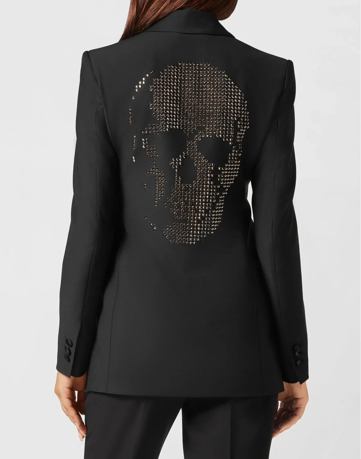 Light Wool Double-Breasted Blazer Crystal Skull, цвет: Черный