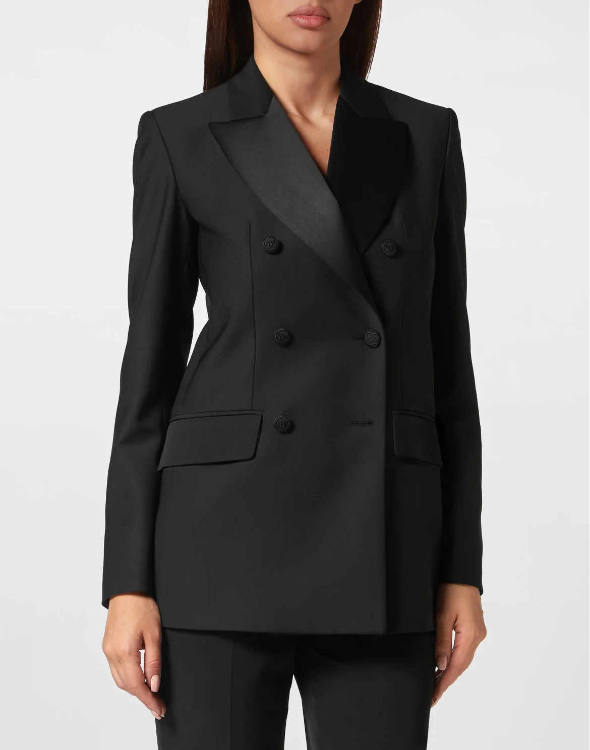 Light Wool Double-Breasted Blazer Crystal Skull, цвет: Черный
