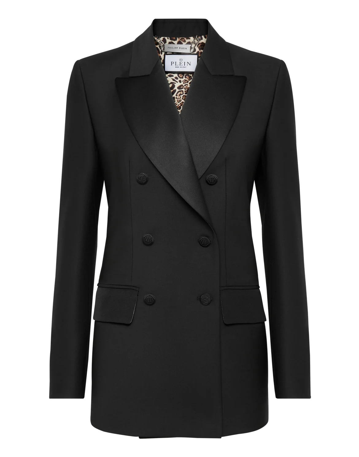 Light Wool Double-Breasted Blazer Crystal Skull, цвет: Черный