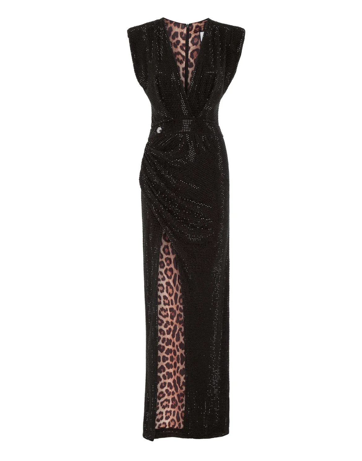 Shoulder Padded Long Dress Crystal, цвет: Черный