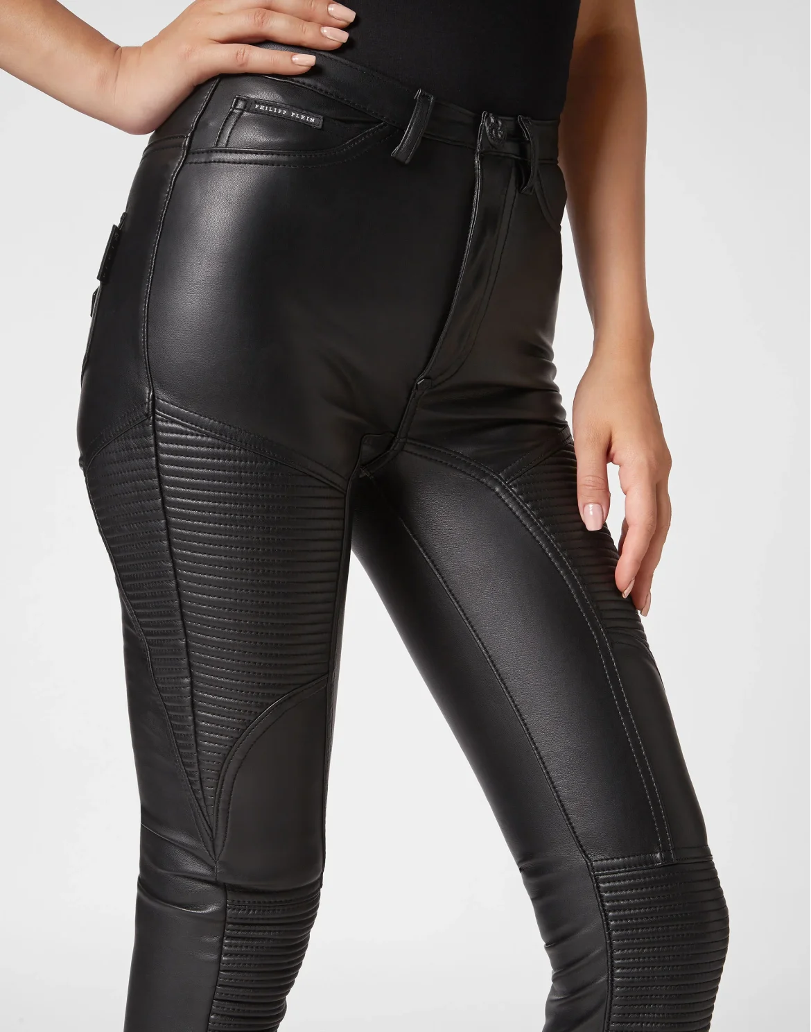 Eco leather Super High Waist Jeggings Cowboy, цвет: Черный