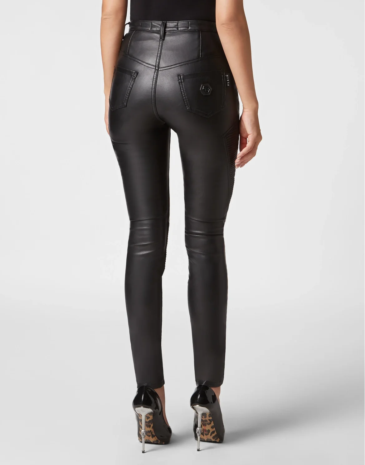 Eco leather Super High Waist Jeggings Cowboy, цвет: Черный