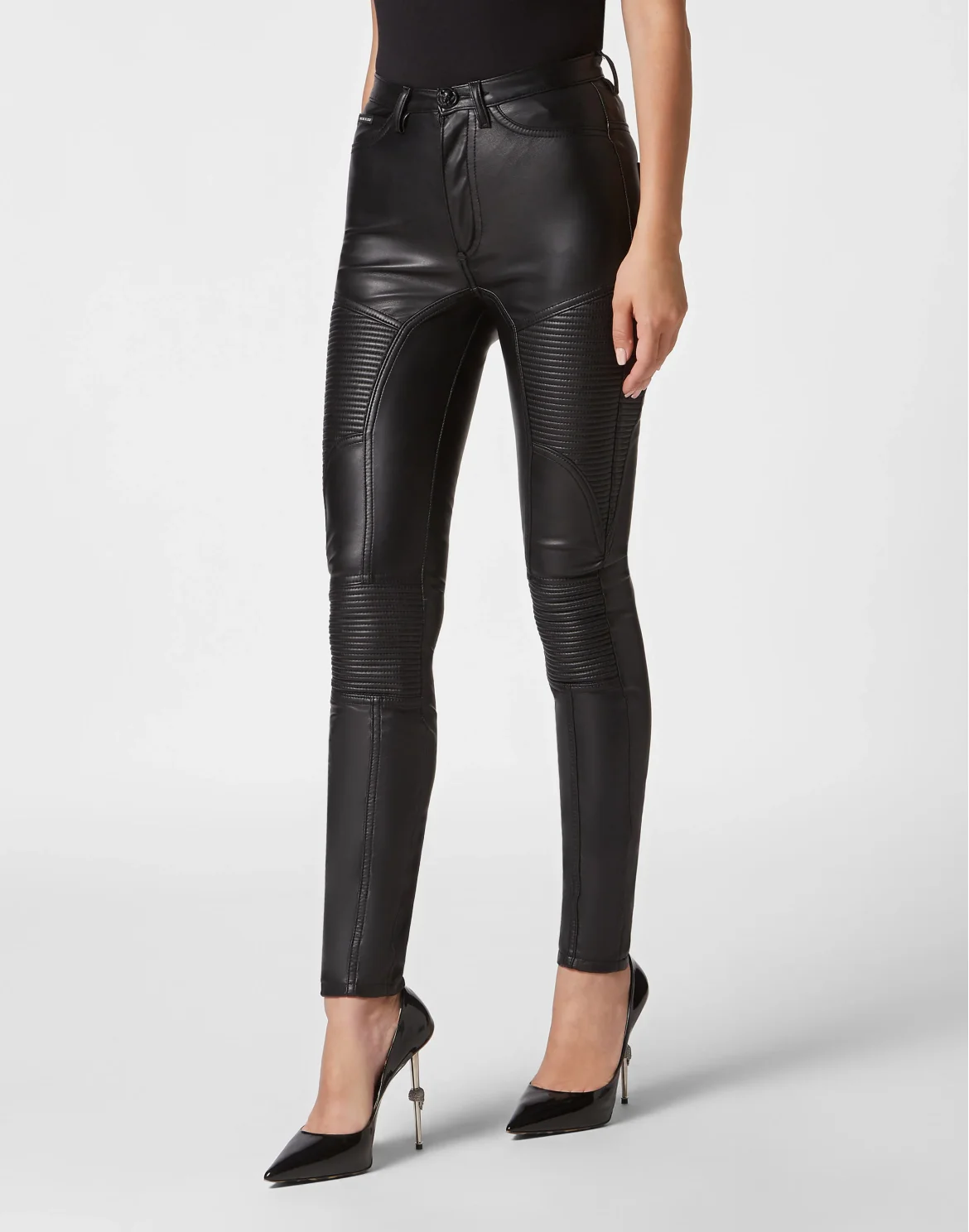 Eco leather Super High Waist Jeggings Cowboy, цвет: Черный