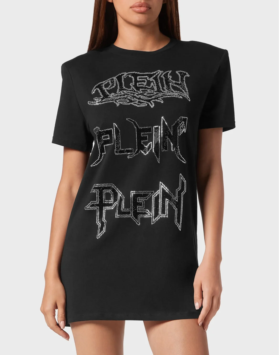 Padded Shoulder T-shirt Dress Iconic Plein, цвет: Черный