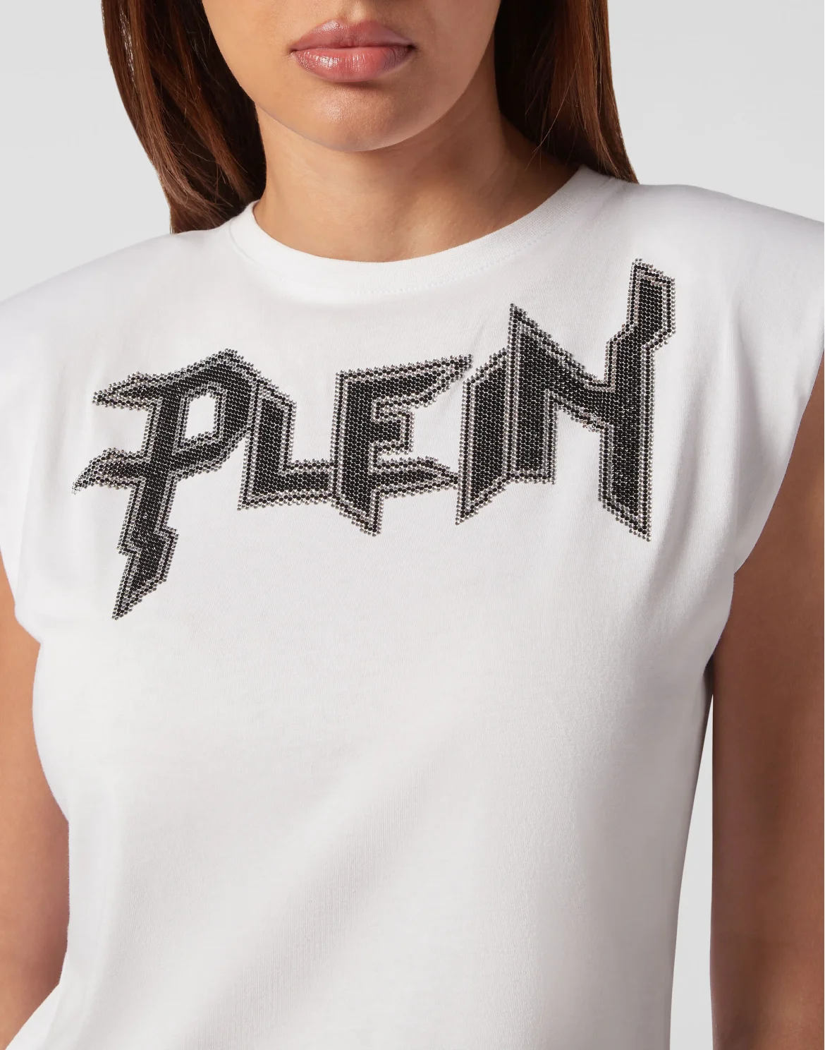 Padded Shoulder Tank Top Iconic Plein, цвет: Белый