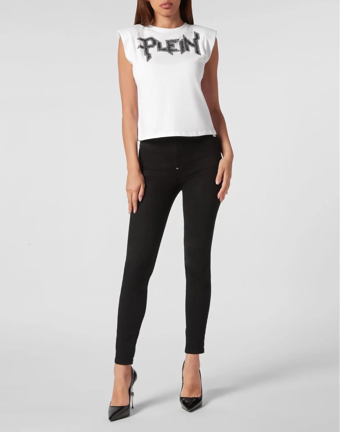 Padded Shoulder Tank Top Iconic Plein, цвет: Белый