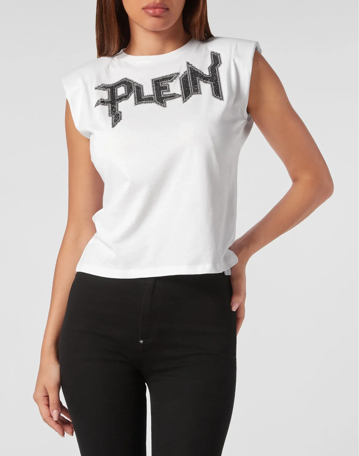 Padded Shoulder Tank Top Iconic Plein, цвет: Белый