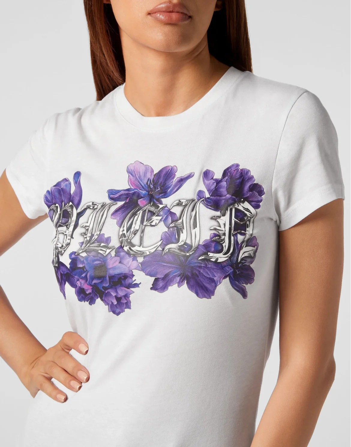 T-shirt Round Neck Sexy Pure Fit Flowers, цвет: Белый