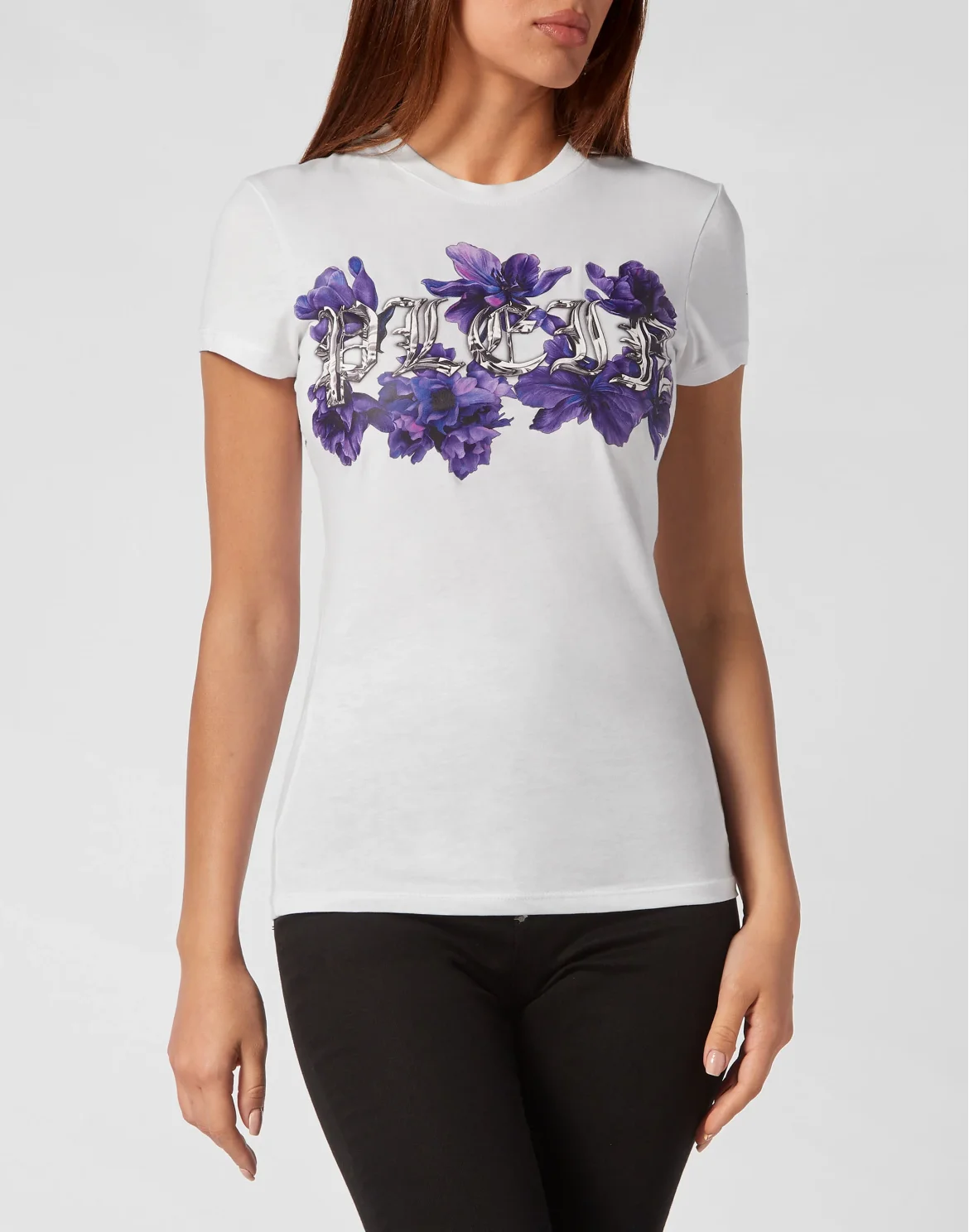 T-shirt Round Neck Sexy Pure Fit Flowers, цвет: Белый