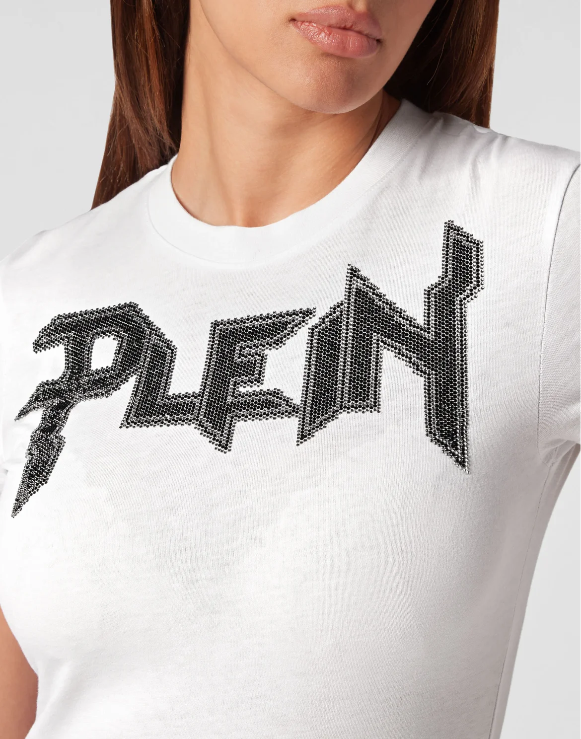 T-shirt Round Neck Sexy Pure Fit Crystal, цвет: Белый