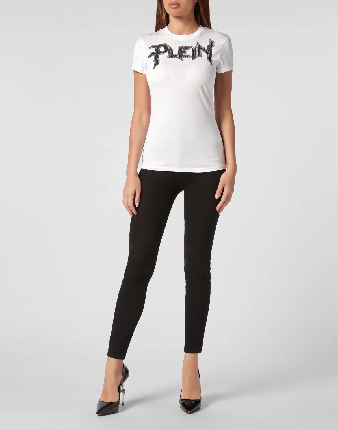 T-shirt Round Neck Sexy Pure Fit Crystal, цвет: Белый