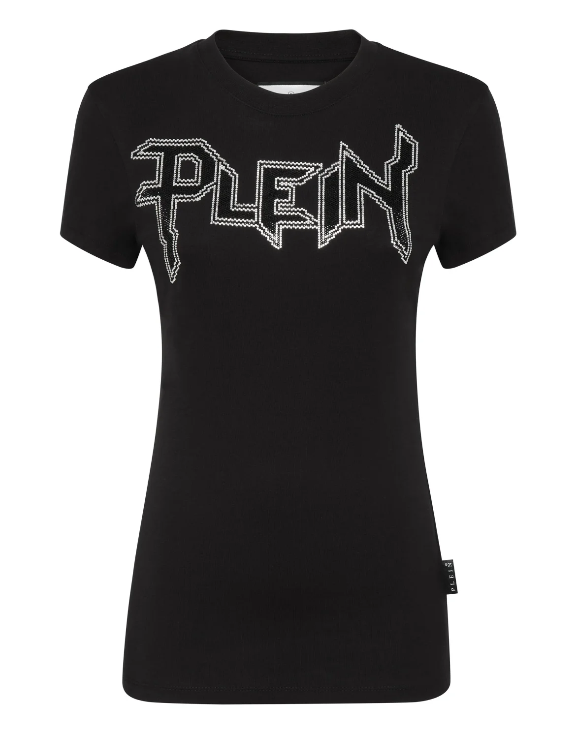 T-shirt Round Neck Sexy Pure Fit Crystal, цвет: Черный