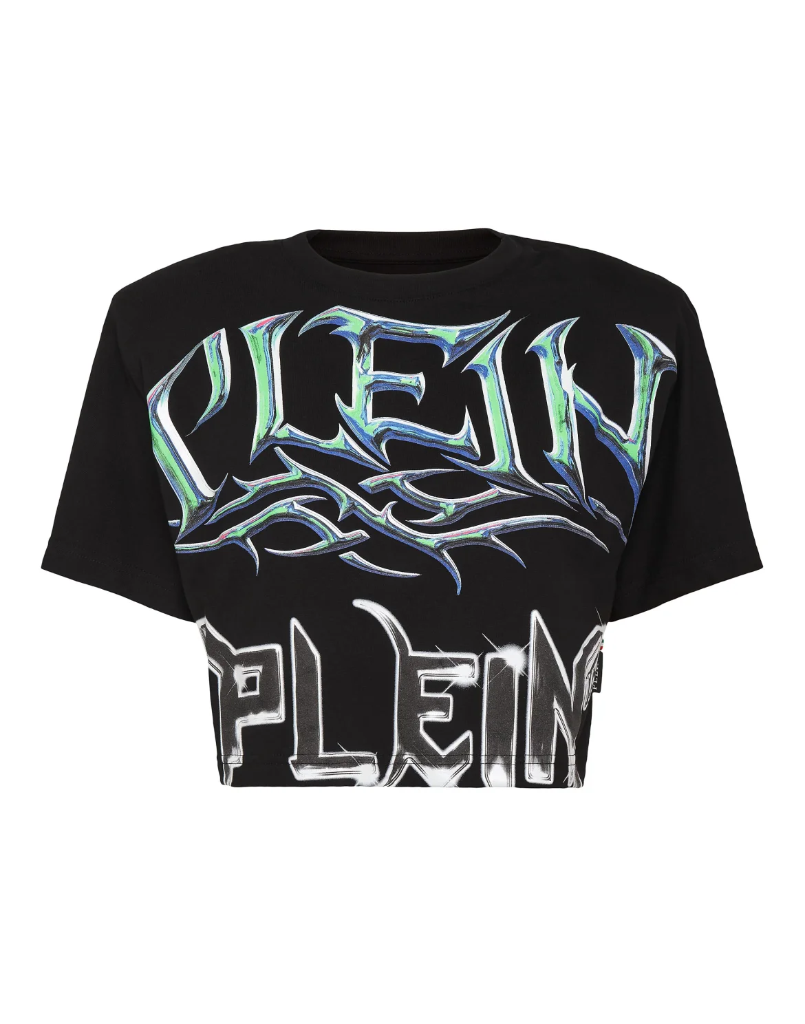 Padded Shoulder Cropped Top Lettering, цвет: Черный