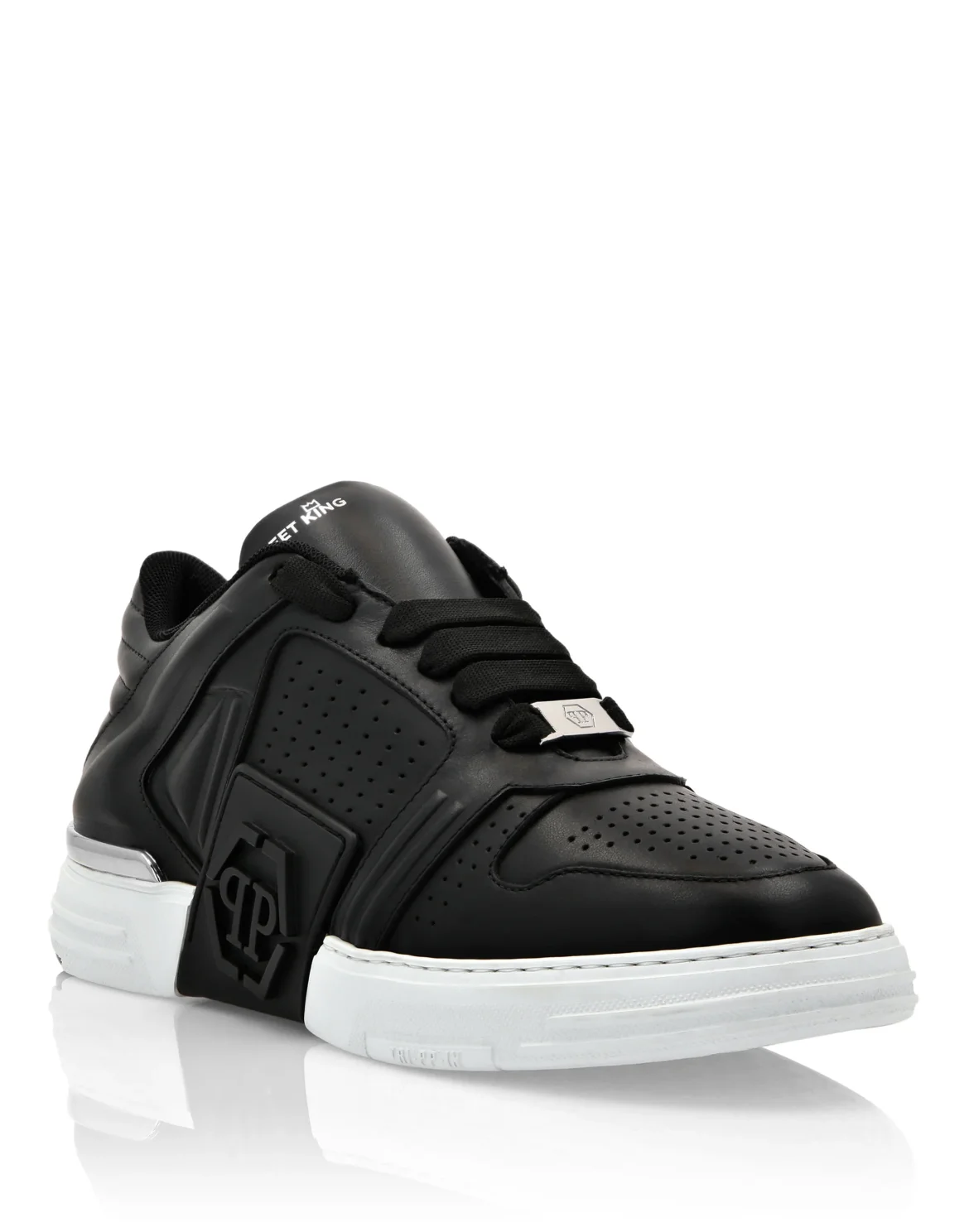 Leather Lo-Top Sneakers, цвет: Черный
