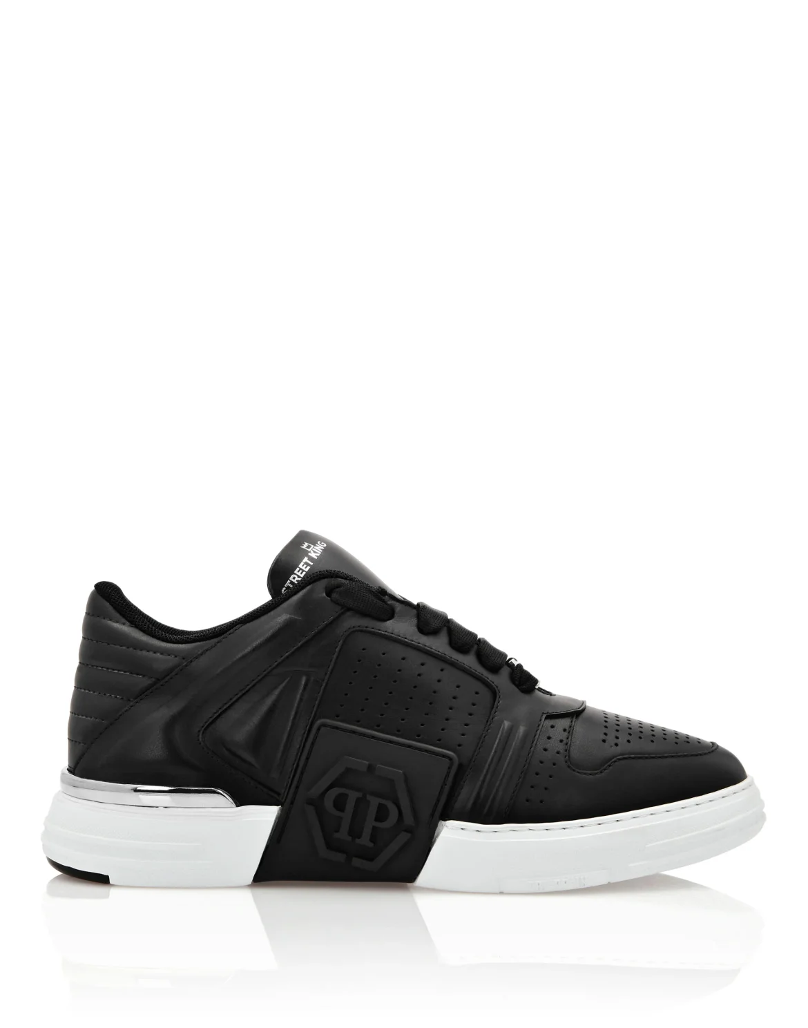 Leather Lo-Top Sneakers, цвет: Черный