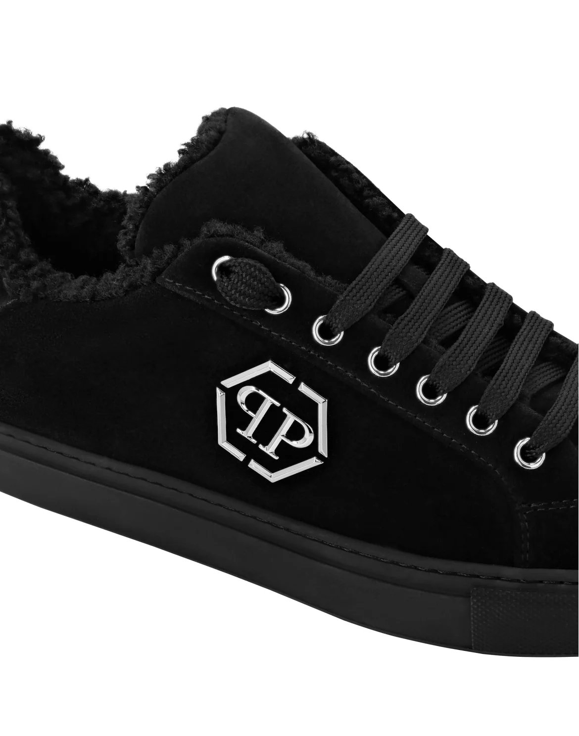 Shearling Lo-Top Sneakers, цвет: Черный