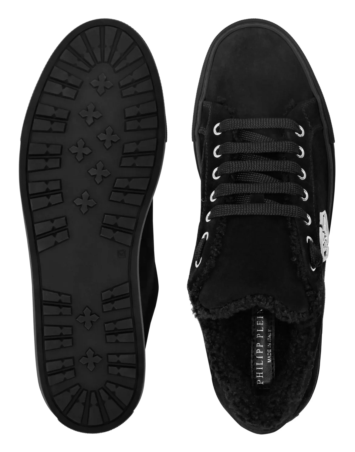 Shearling Lo-Top Sneakers, цвет: Черный