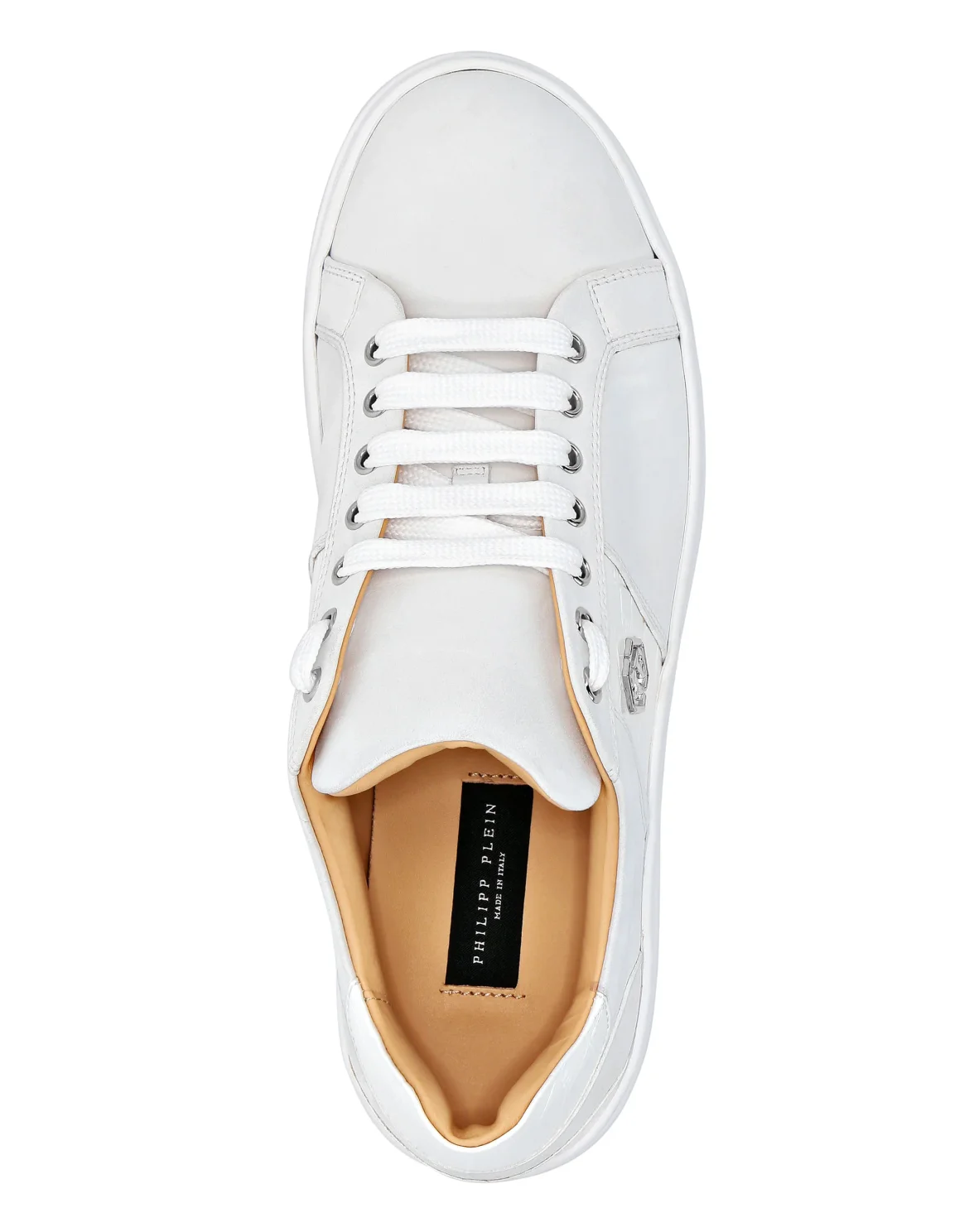Nabuk Lo-Top Sneakers with Croco Print Hexagon, цвет: Белый