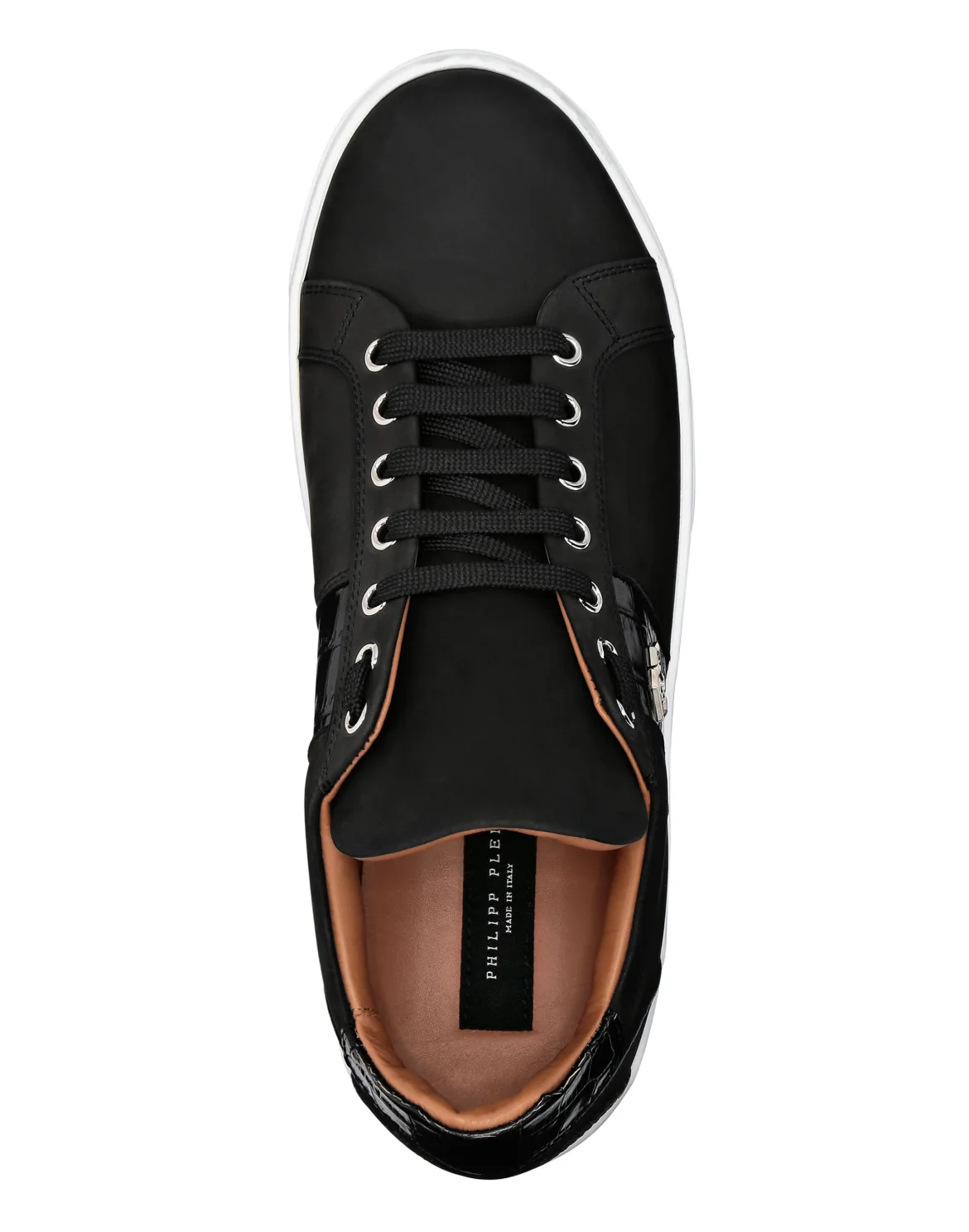 Nabuk Lo-Top Sneakers with Croco Print Hexagon, цвет: Черный