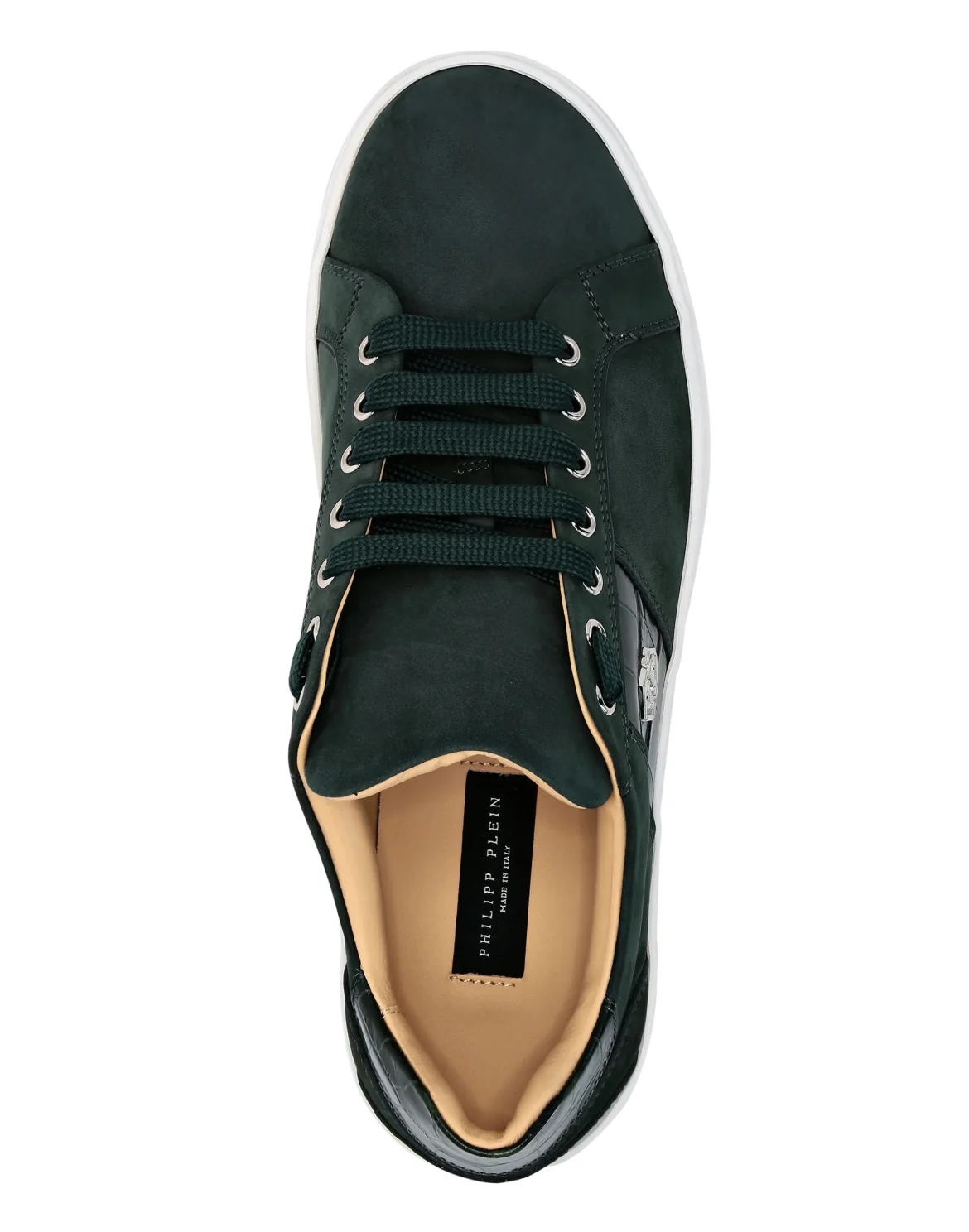 Nabuk Lo-Top Sneakers with Croco Print Hexagon, цвет: Зеленый