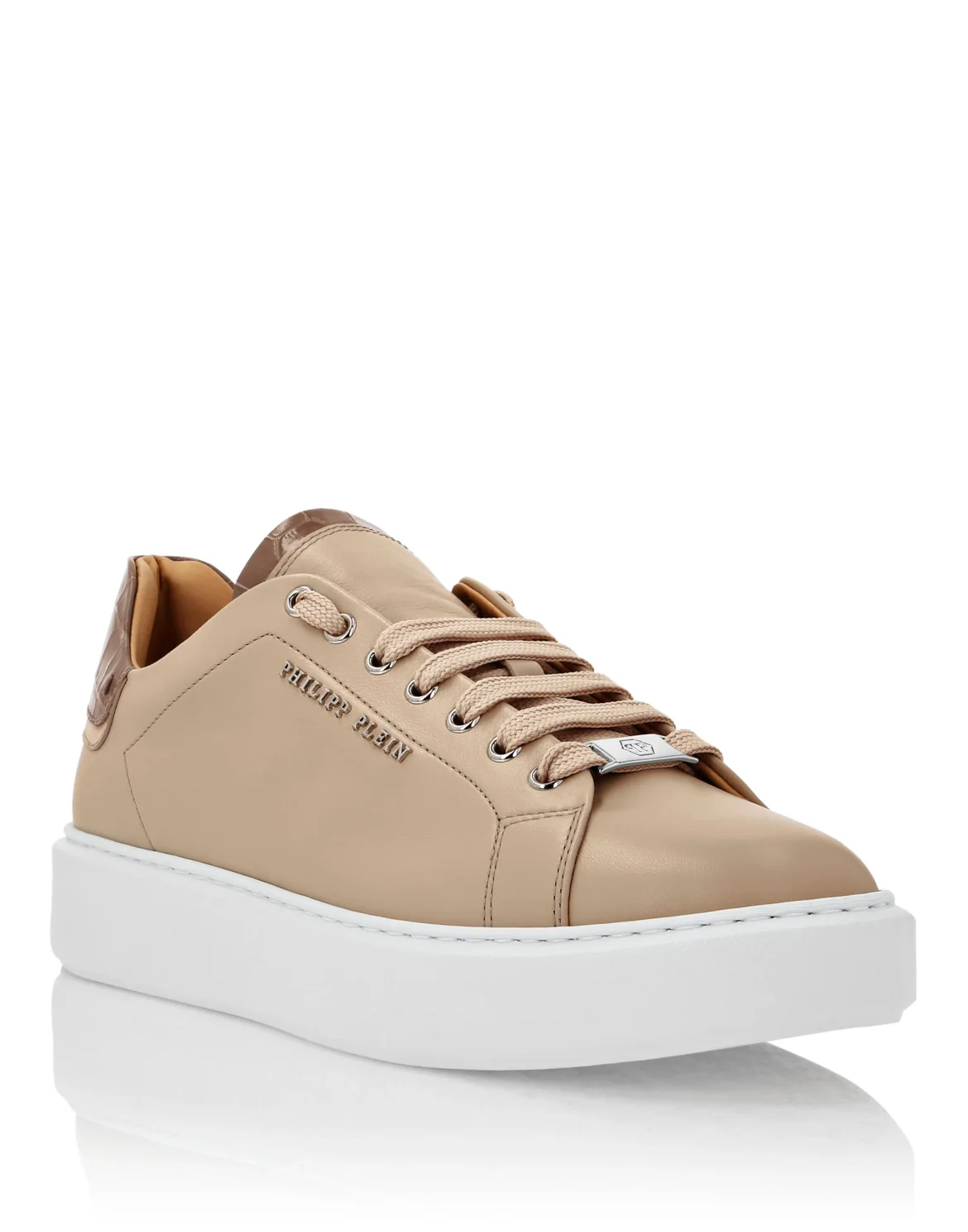 Leather Lo-Top Sneakers Hexagon, цвет: Бежевый