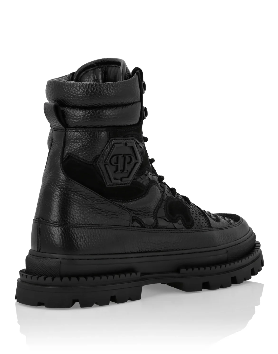 Leather & Pitone Boots Mid Flat Camouflage, цвет: Камуфляж