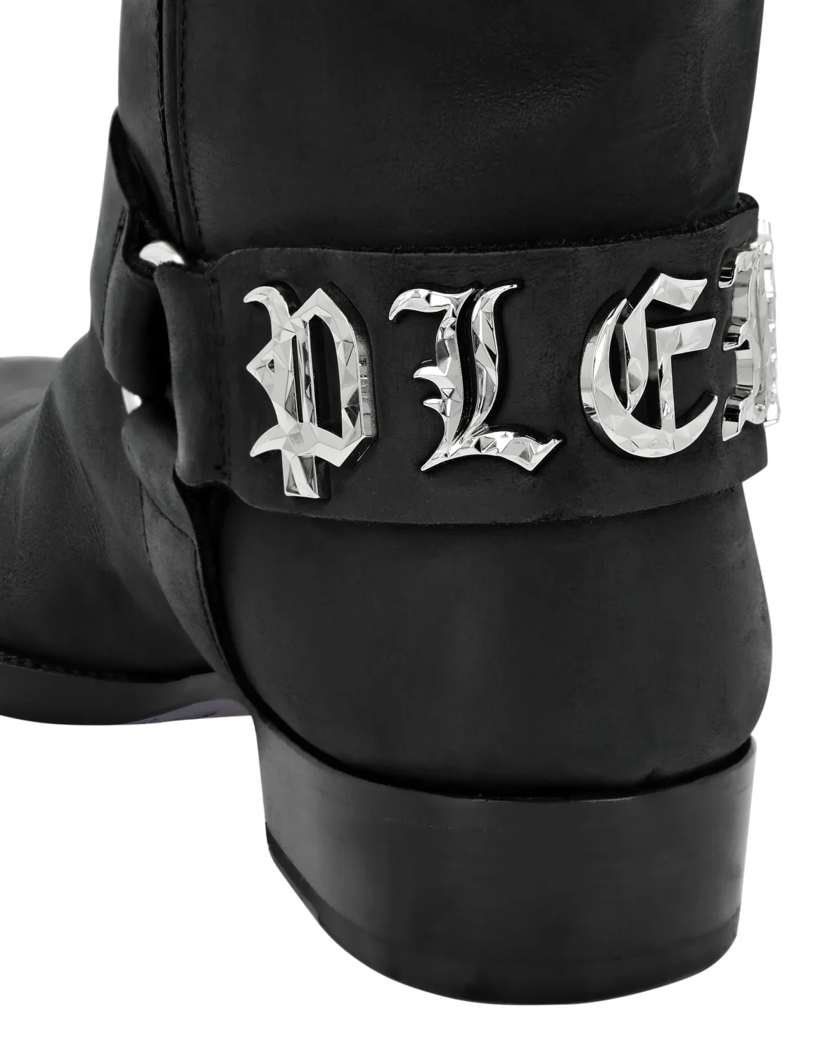 Leather Boots Flat High Gothic Plein, цвет: Черный
