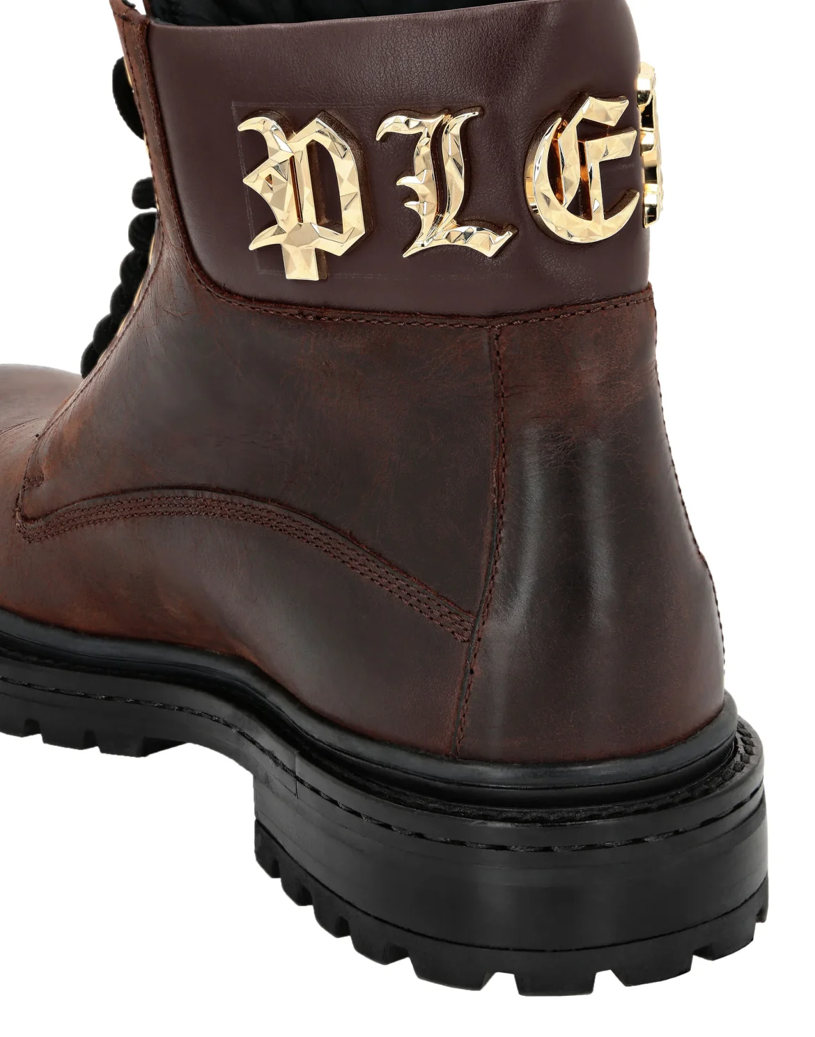 Leather Boots Mid Flat Gothic Plein, цвет: Коричневый