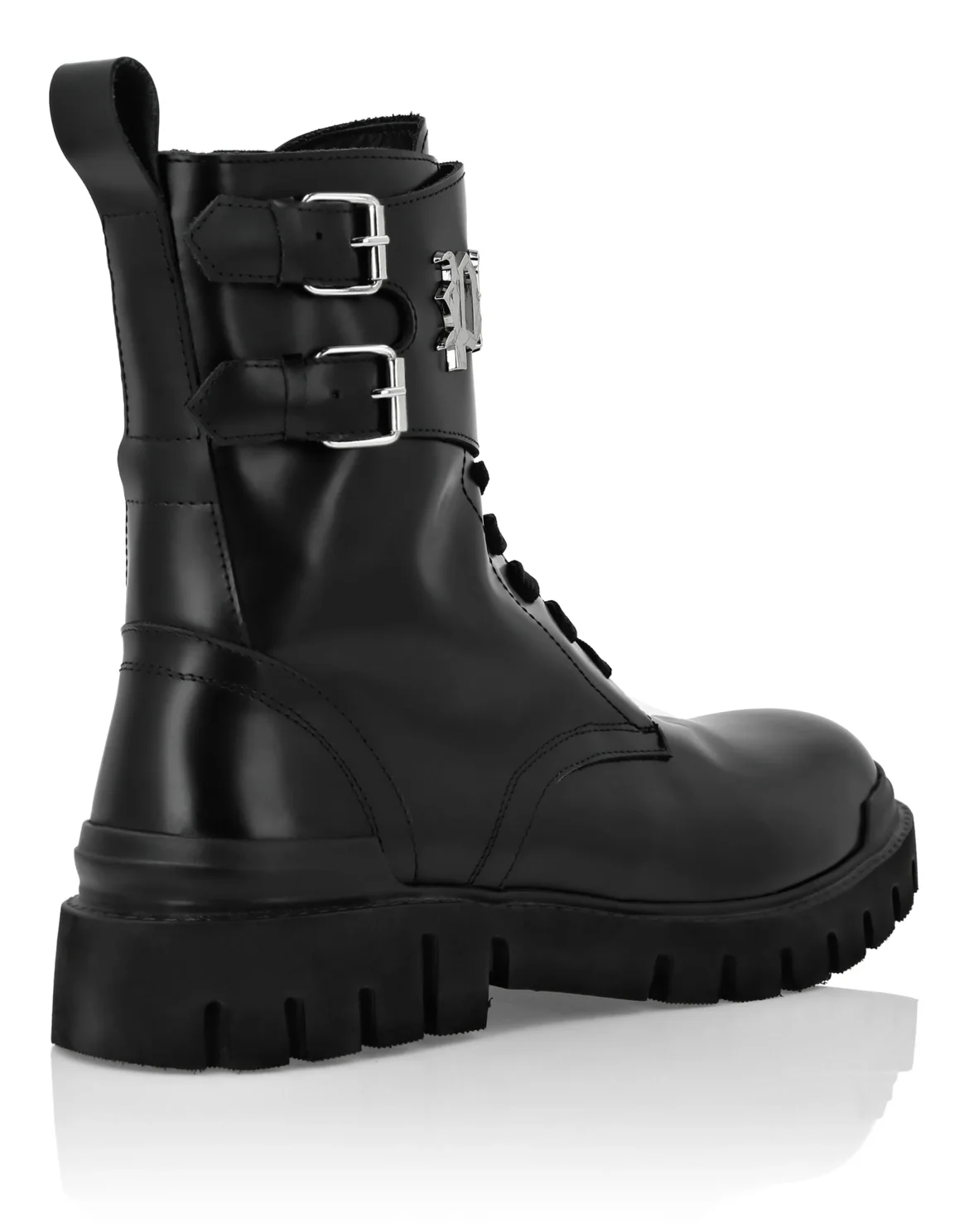 Leather Boots Mid Flat Gothic Plein, цвет: Черный