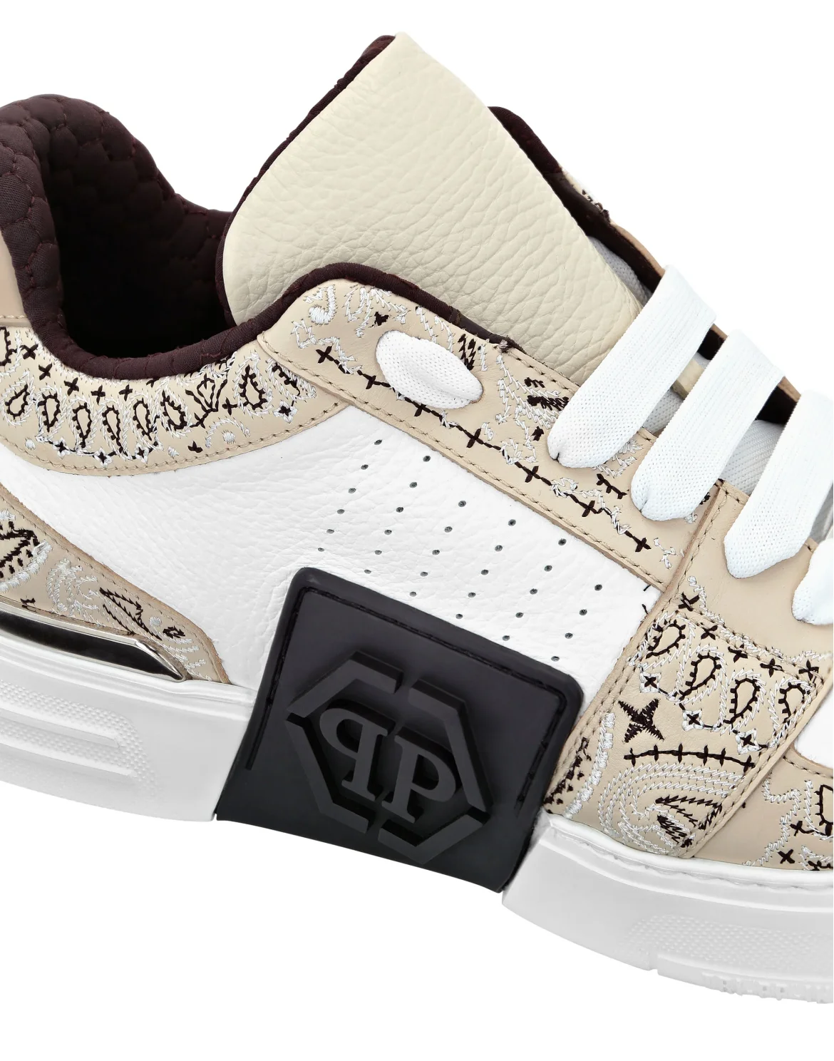 Mix Leather Lo-Top Sneakers Royal Street Paisley, цвет: Бежевый