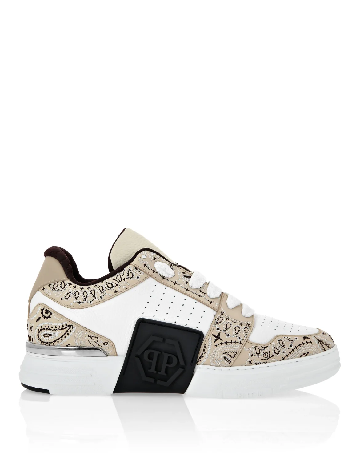 Mix Leather Lo-Top Sneakers Royal Street Paisley, цвет: Бежевый