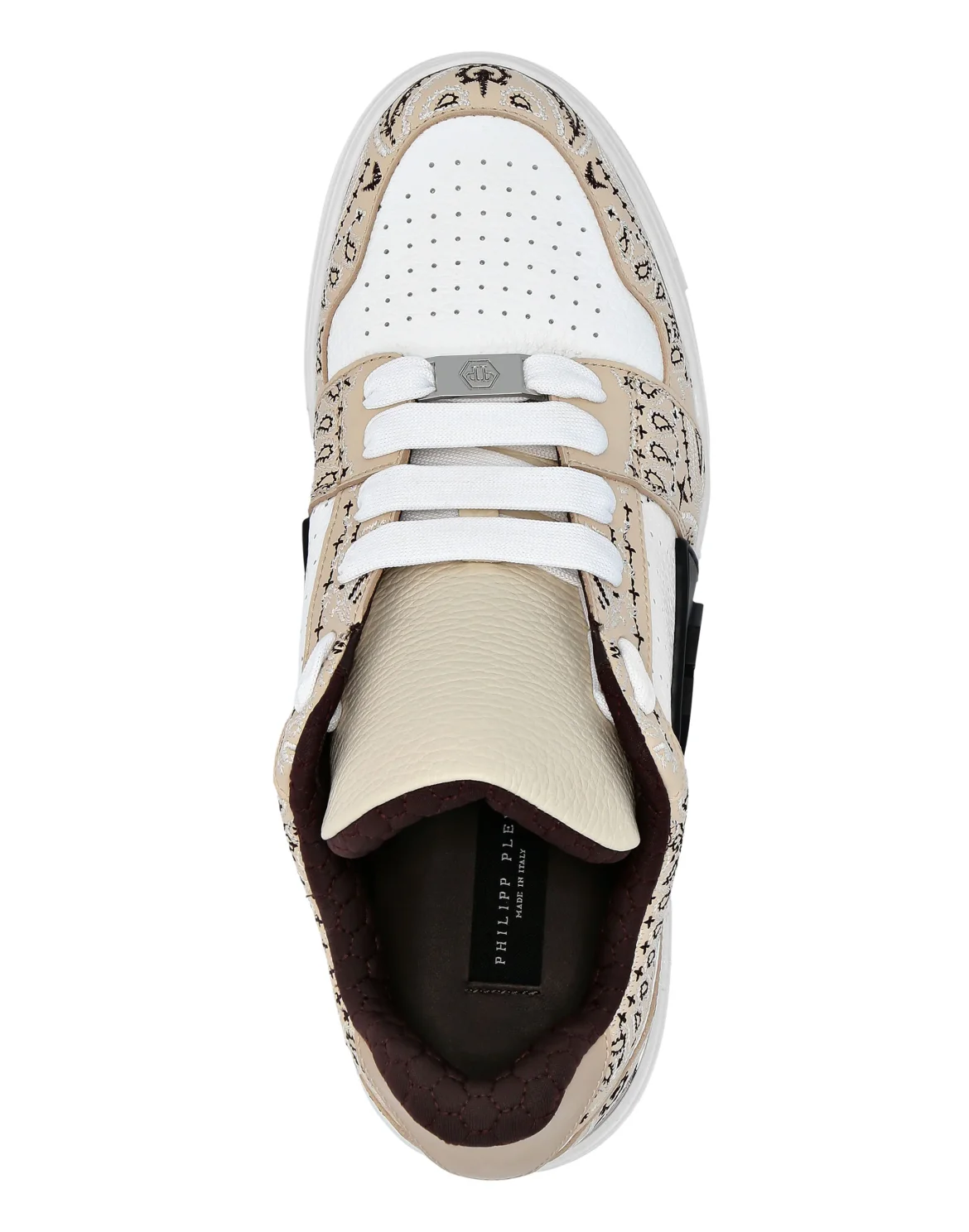 Mix Leather Lo-Top Sneakers Royal Street Paisley, цвет: Бежевый