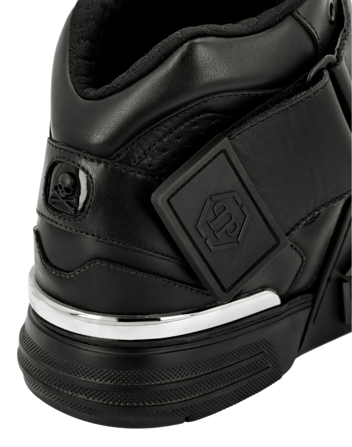 Mix Leather Mid-Top Sneakers Gothic Plein, цвет: Черный