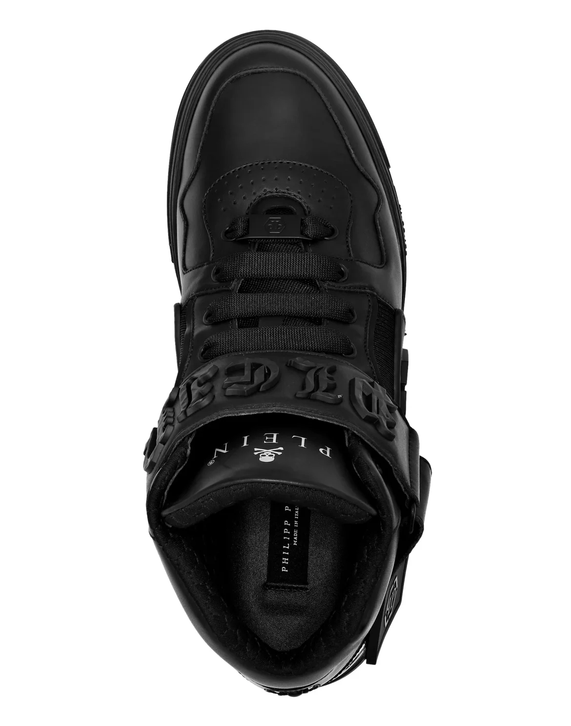 Mix Leather Mid-Top Sneakers Gothic Plein, цвет: Черный