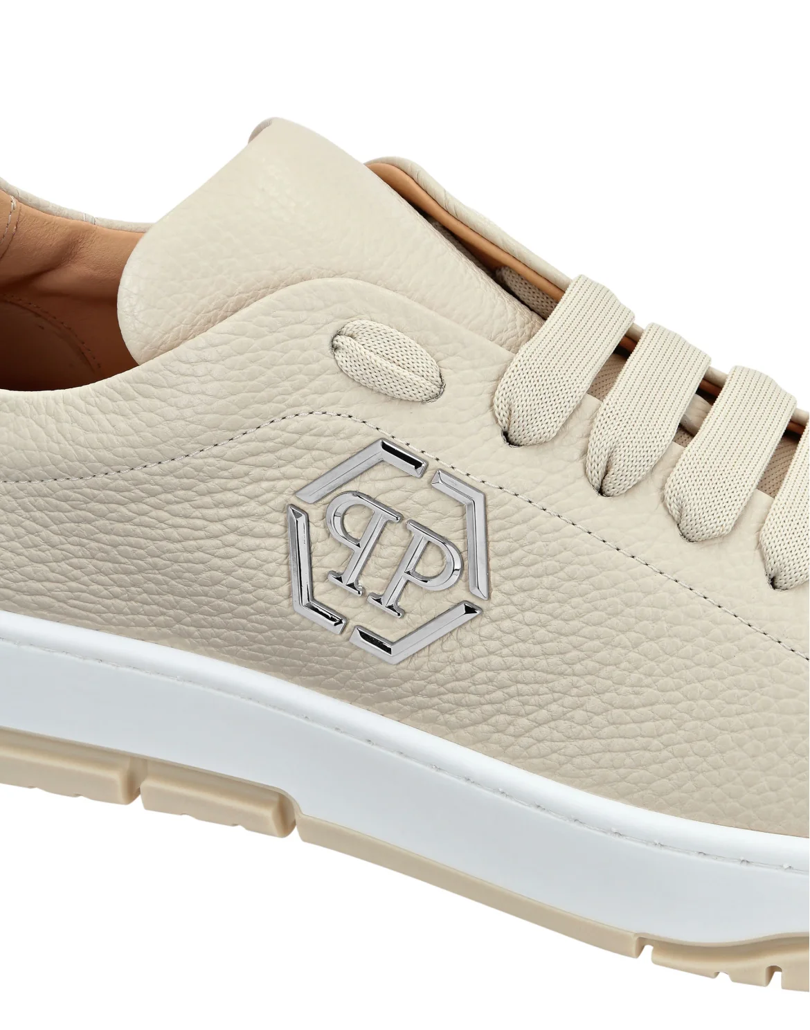 Leather Lo-Top Sneakers Hexagon, цвет: Бежевый