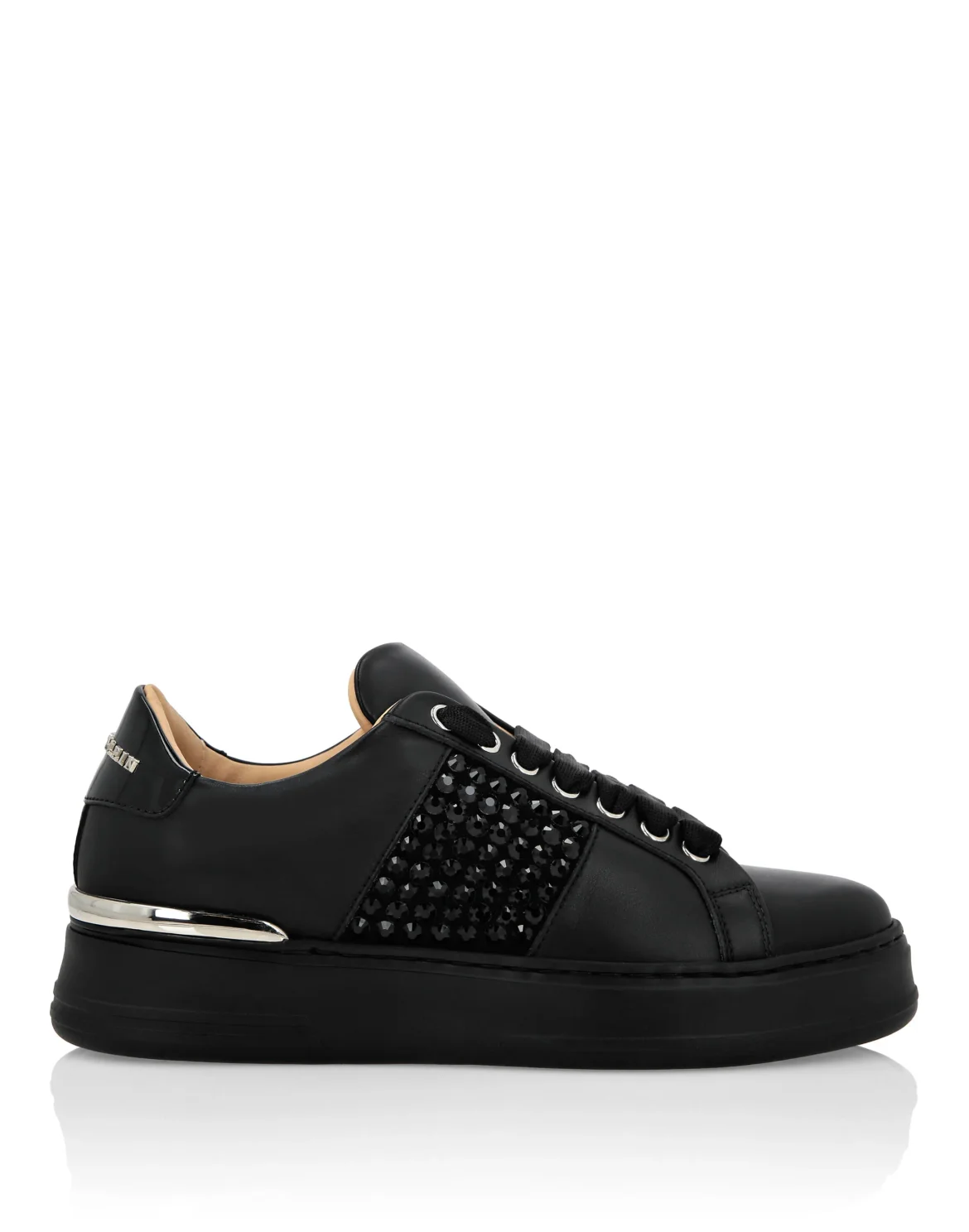 Mix Leather Lo-Top Sneakers Crystal, цвет: Черный