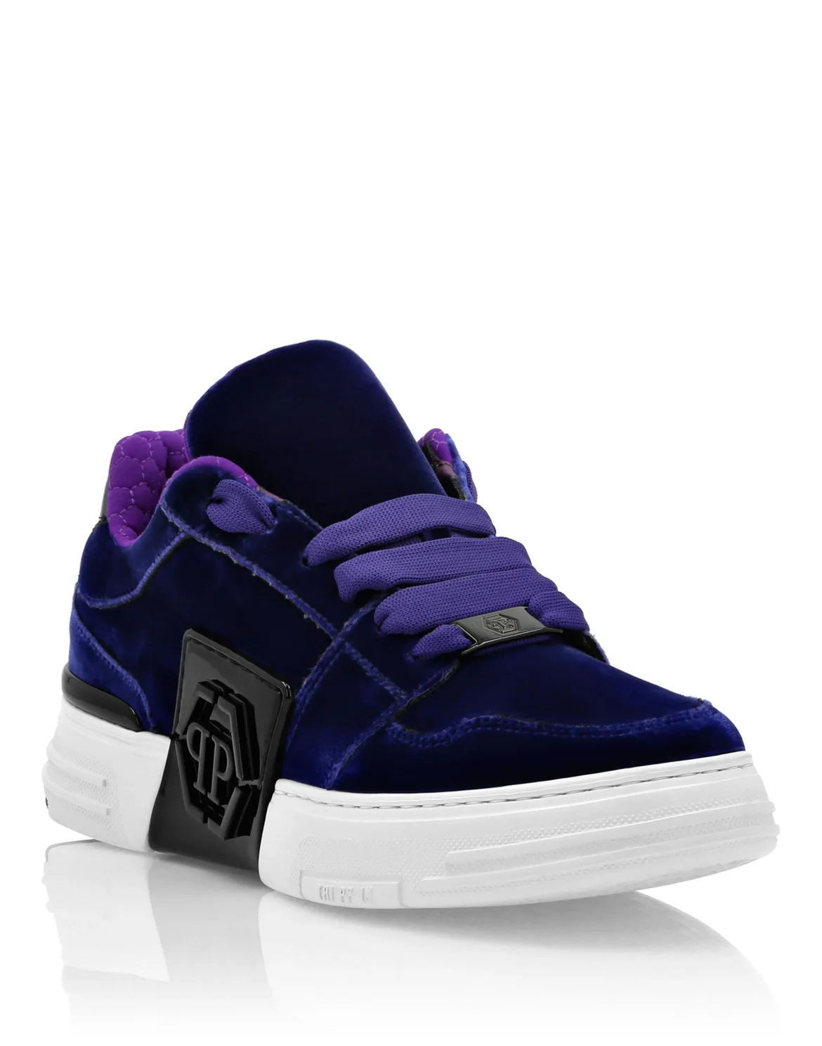 Patent Leather & Velvet Lo-Top Sneakers Hexagon, цвет: Фиолетовый