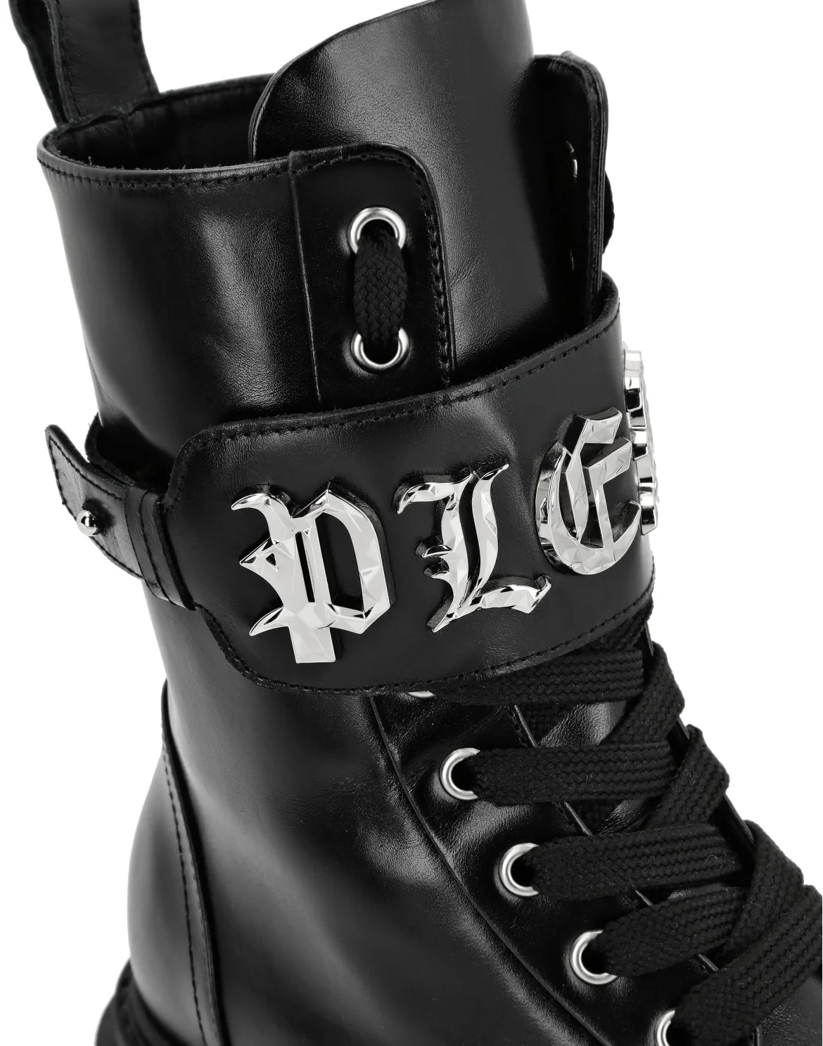 Leather Boots Mid Flat Gothic Plein, цвет: Черный