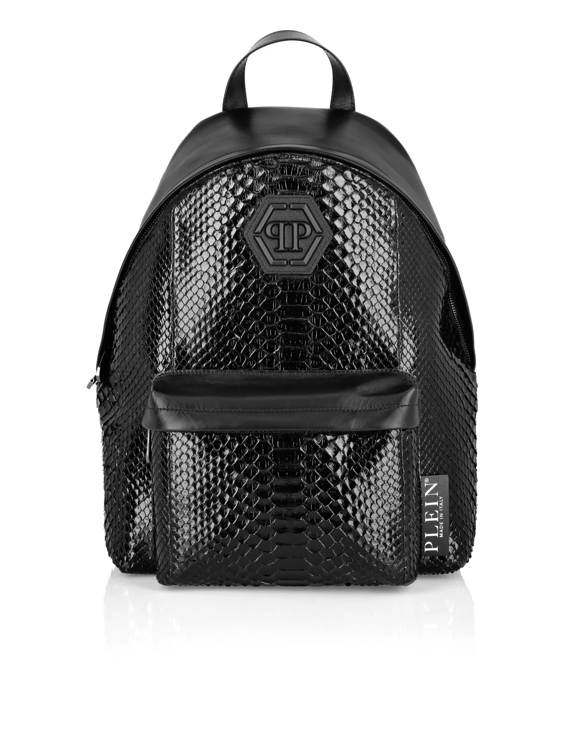 Python Leather Backpack Hexagon, цвет: Черный
